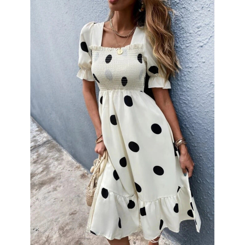 Damen Midi-Kleid mit lässigem Schnitt und großen Punkten Shopnory