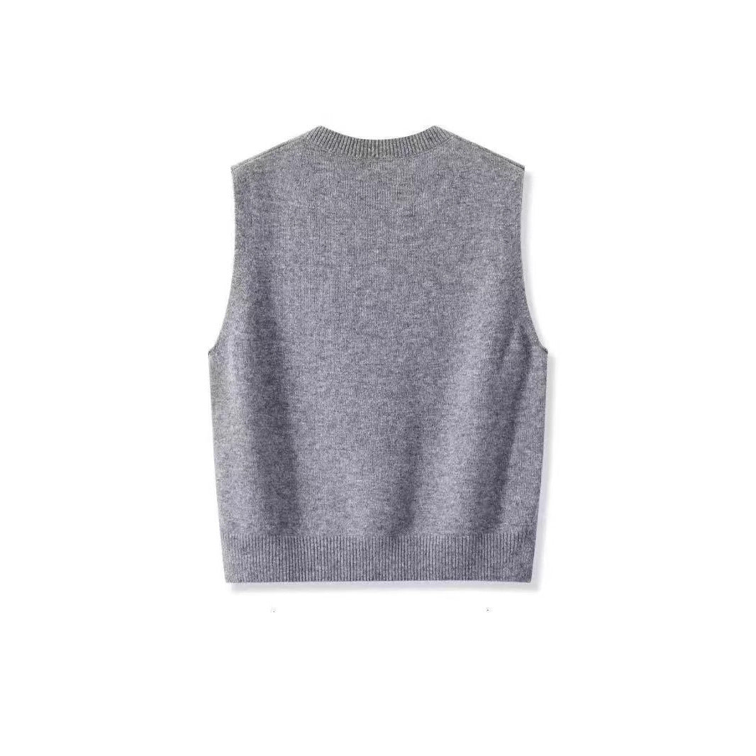 Damen Ärmellose Feinstrick‑Weste mit V‑Ausschnitt und seitlicher Knopfleiste Shop Nory