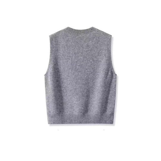 Damen Ärmellose Feinstrick‑Weste mit V‑Ausschnitt und seitlicher Knopfleiste Shop Nory