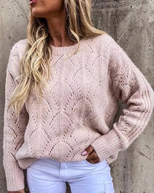 Damen Oversize Ajourstrick-Pullover mit Rundhalsausschnitt Shop Nory