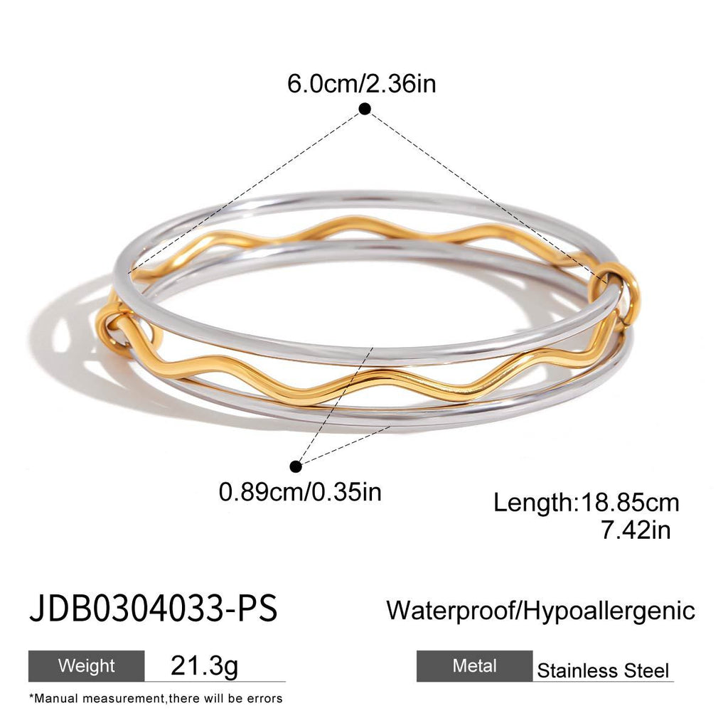 Damen Offenes Armband mit elegantem Zickzack-Design und hypoallergener Edelstahlverarbeitung Shop Nory