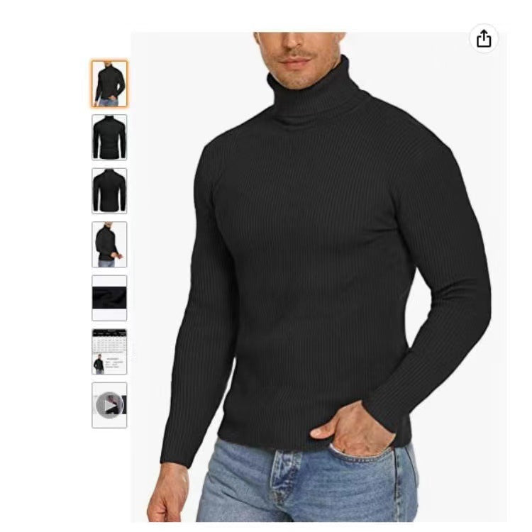 Herren Stehkragen Pullover aus ribbeltem Strick