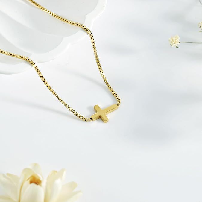 Damen Halskette mit minimalistisches Kreuz-Anhänger aus hochwertigem Edelstahl Shop Nory