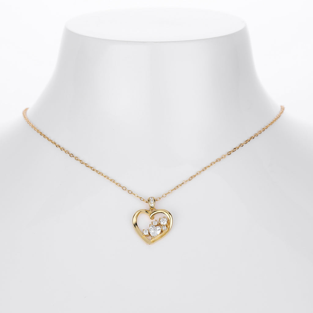 Damen Halskette mit herzförmigem Anhänger aus 925 Sterling Silber und funkelnden Zirkonia Shop Nory