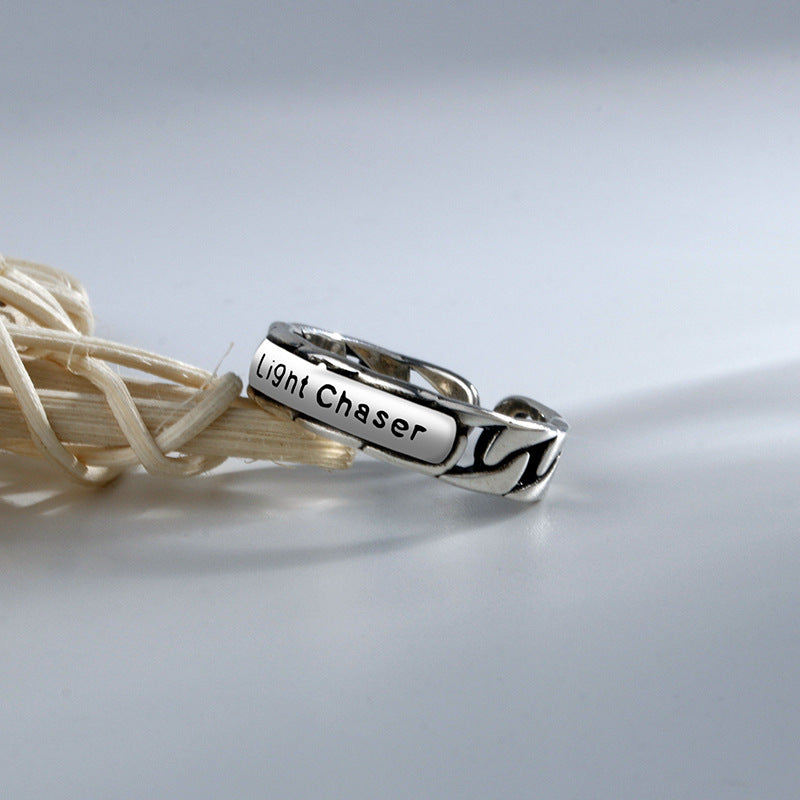 Damen Offener Ring mit kunstvollem Schriftzug und geschwungenem Design Shop Nory
