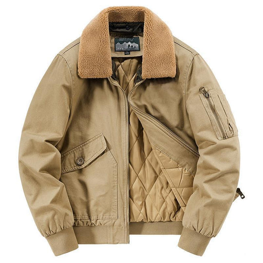 Herren Canvas-Bomberjacke mit gesteppter Thermofütterung und Teddykragen Shop Nory