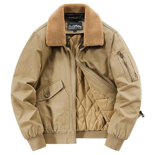 Herren Canvas-Bomberjacke mit gesteppter Thermofütterung und Teddykragen Shop Nory