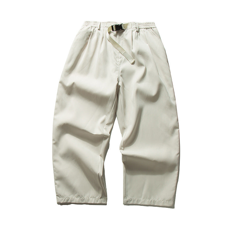 Herren Weitgeschnittene Relaxed-Hose mit elastischem Bund, Bundfalten und integriertem Webgürtel Shop Nory