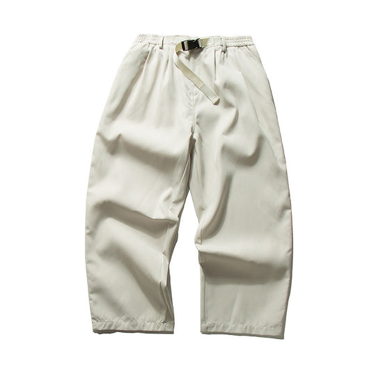 Herren Weitgeschnittene Relaxed-Hose mit elastischem Bund, Bundfalten und integriertem Webgürtel Shop Nory