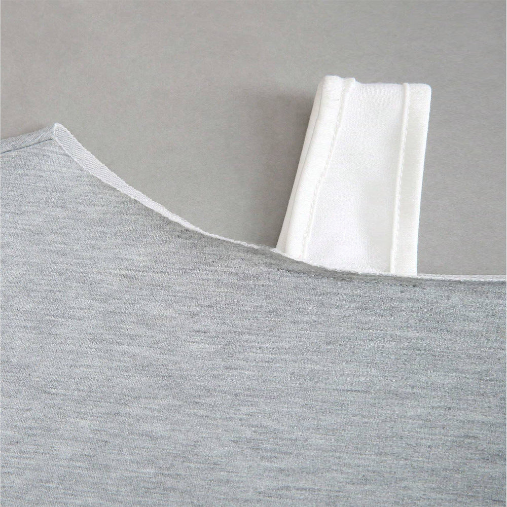 Damen cropped Off-Shoulder Sweatshirt mit einseitigem Träger, Ballonärmeln und Rippbündchen Shop Nory