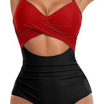 Damen Einteiliger Badeanzug mit elegantem Wickelschnitt