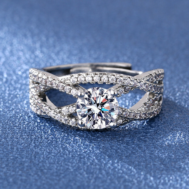 Damen eleganter Zirkonia-Verlobungsring mit geschwungenem Design Shop Nory