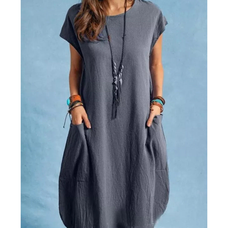 Damen luftiges Sommerkleid mit praktischen Taschen und modernem Schnitt