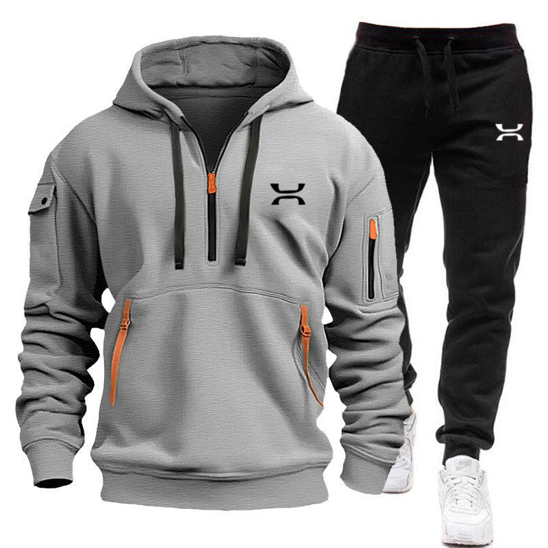 Herren Hoodie-Trainingsanzug mit Reißverschlusstaschen