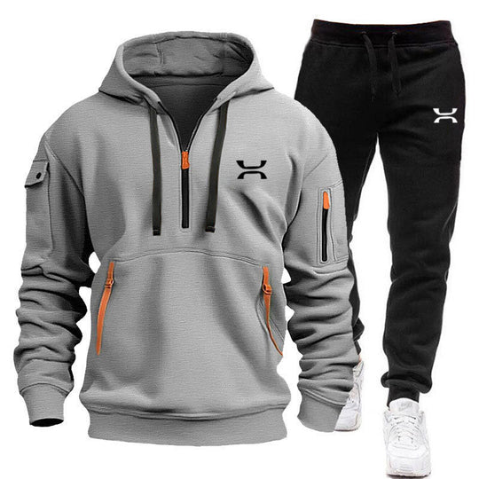 Herren Hoodie-Trainingsanzug mit Reißverschlusstaschen
