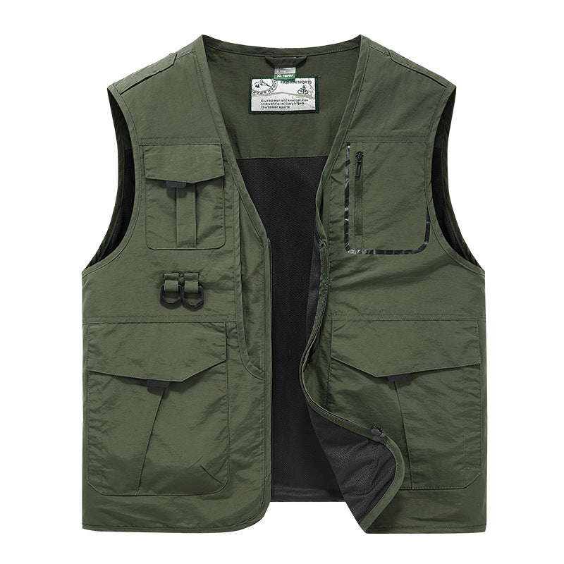 Herren Multifunktionale Outdoor-Utility-Weste mit Multitaschen, Mesh‑Futter und D‑Ringen Shop Nory