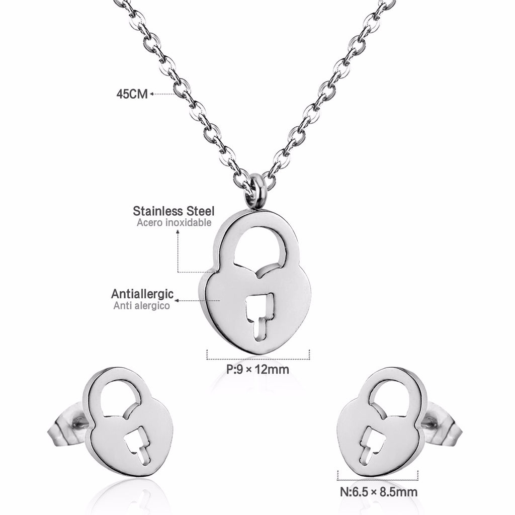 Damen Schmuckset mit Herzanhänger und Ohrringen aus hochwertigem Edelstahl Shop Nory