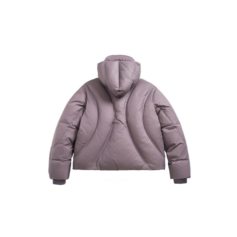 Unisex Kurze wattierte Pufferjacke mit hochschließendem Kragen, Volumen‑Kapuze und Reißverschlusstaschen Shop Nory