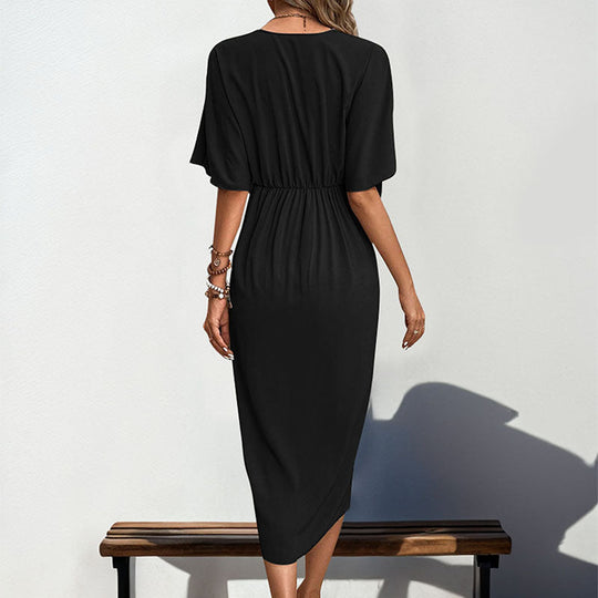 Damen Wickelkleid mit elegantem Knotendesign und feinem V-Ausschnitt