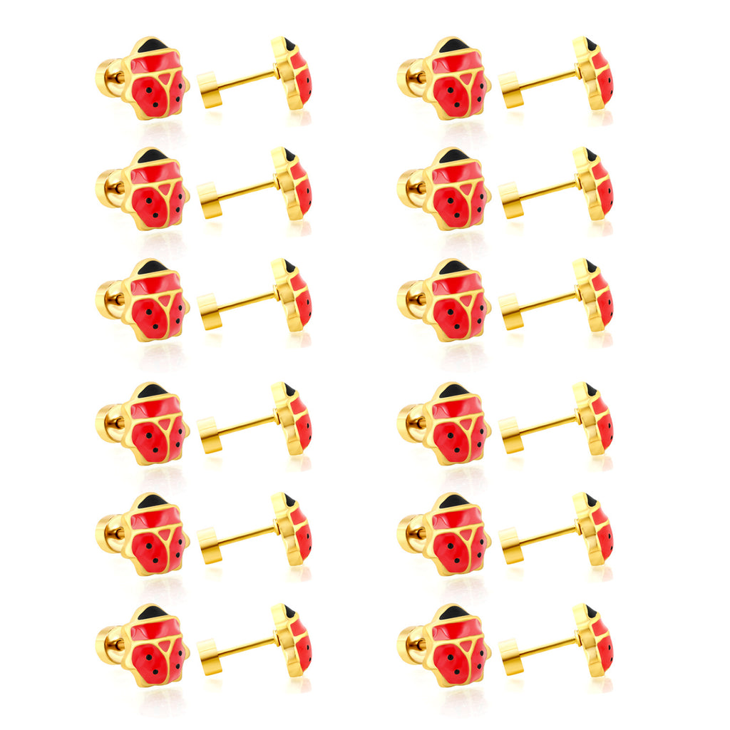 Damen Edelstahl Ohrstecker im niedlichen Marienkäferdesign Shop Nory