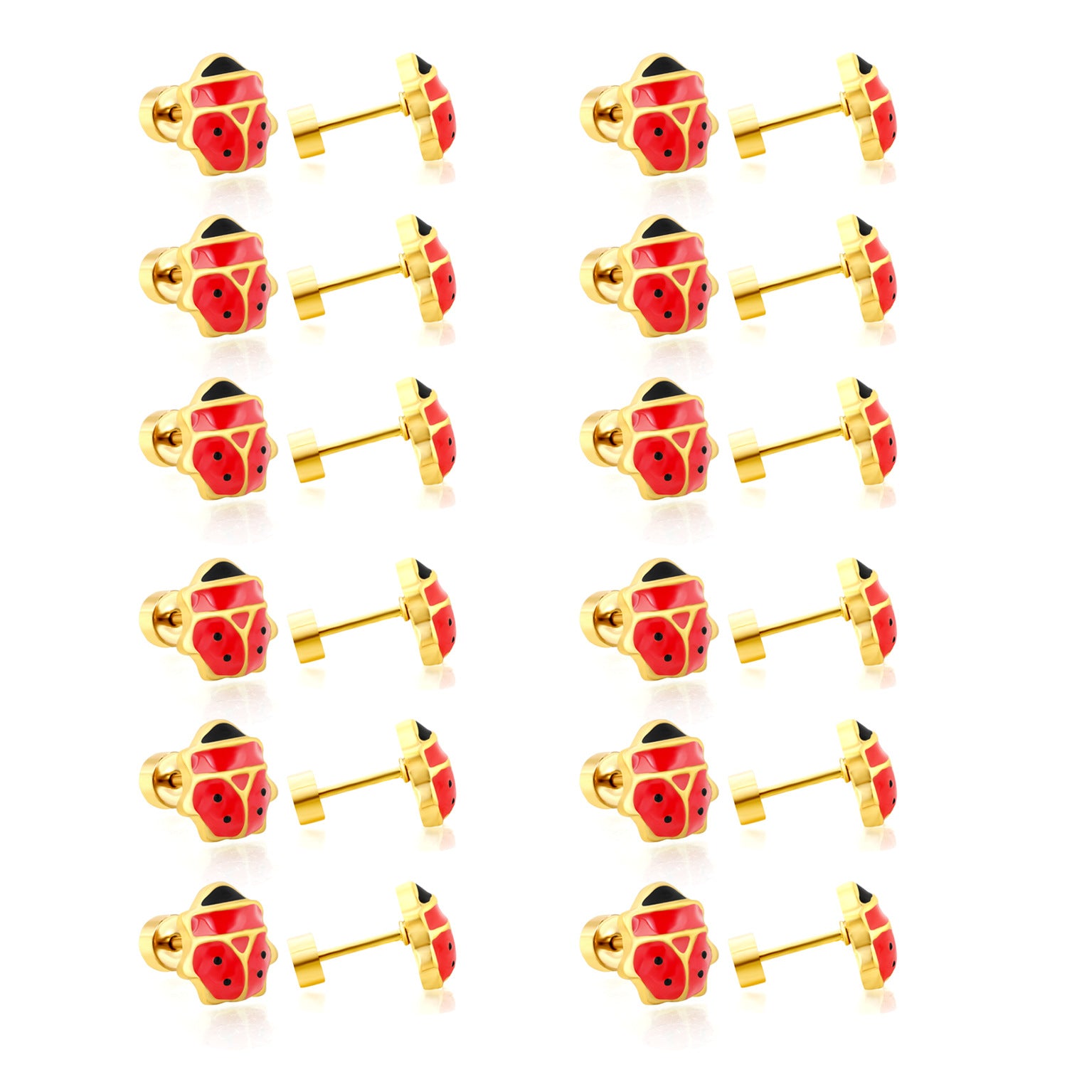 Damen Edelstahl Ohrstecker im niedlichen Marienkäferdesign Shop Nory