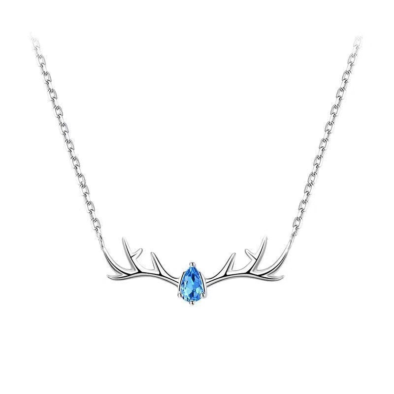 Damen Halskette mit elegantem Hirschgeweih-Anhänger und funkelndem Kristall Shop Nory