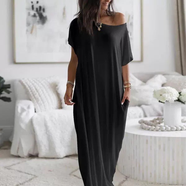 Damen lässiges Maxi-Überkleid mit weitem Schnitt und praktischen Taschen