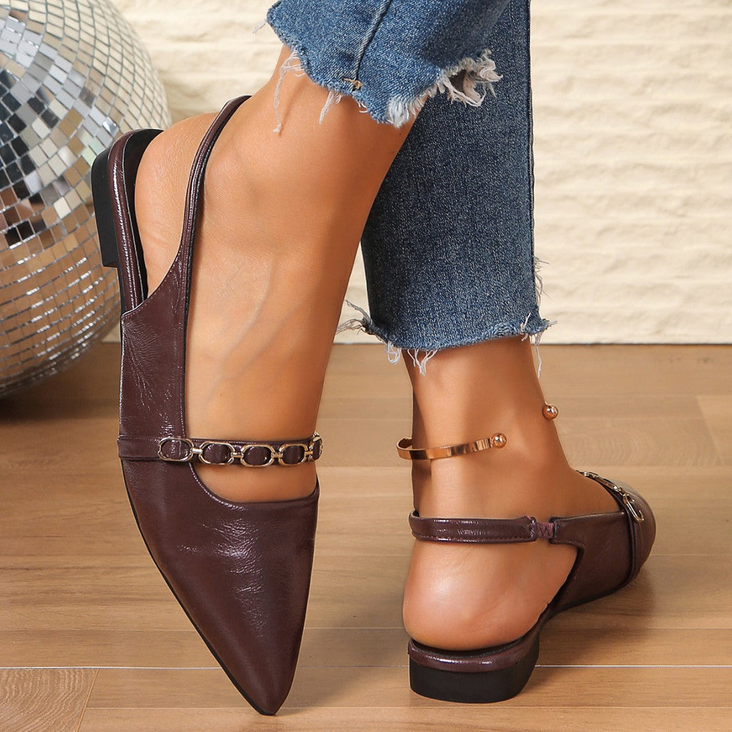 Damen Elegante Slingback-Ballerinas mit modischem Kettenakzent Shopnory