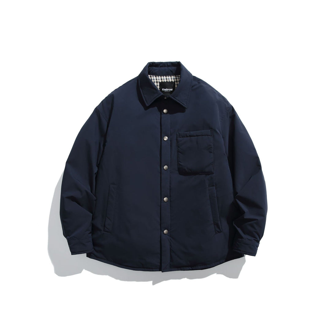 Unisex Wattierte Coach-Jacke mit Karofutter und Druckknopfleiste Shop Nory