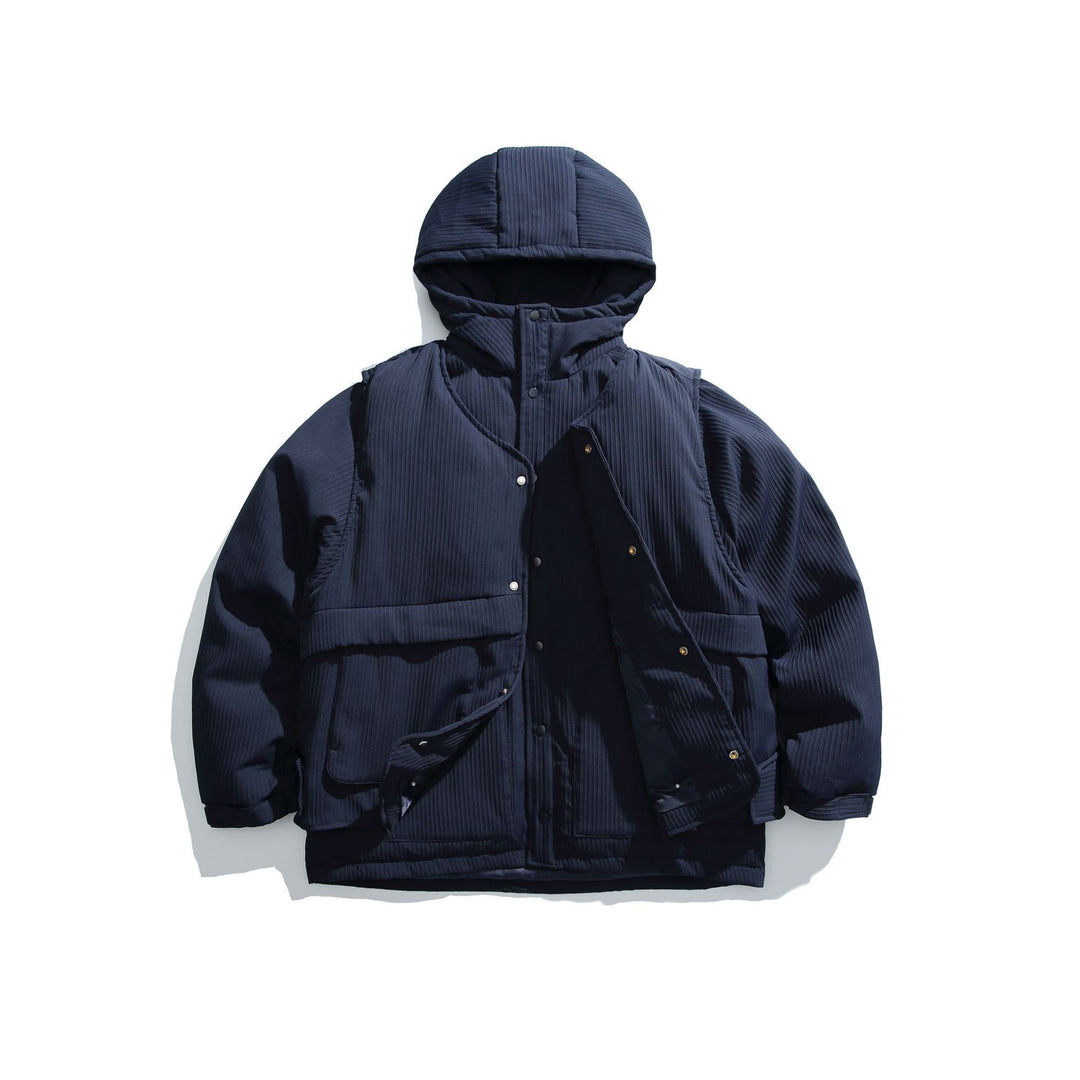 Herren Steppjacke mit Kapuze und geripptem Strukturstoff Shop Nory