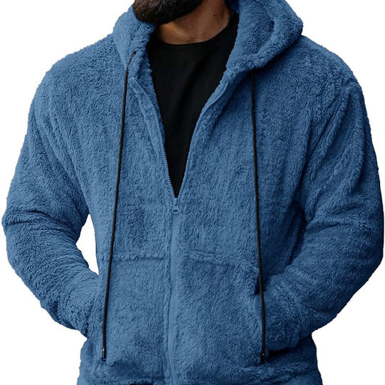 Herren nan kuschelige Teddyfleece Kapuzenjacke mit durchgehendem Reißverschluss Shop Nory