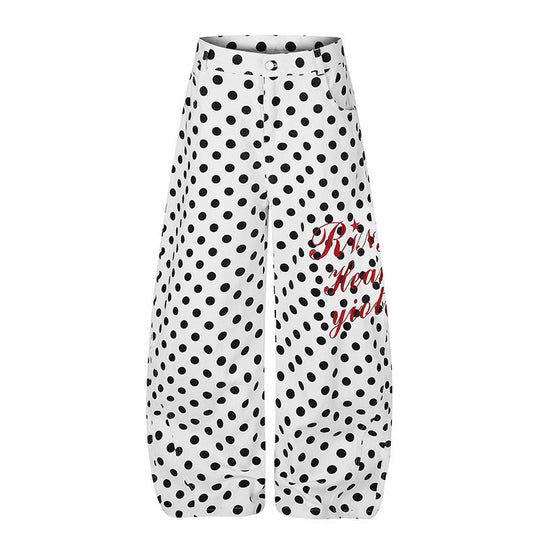 Damen Weite Culotte-Jeans mit Polka-Dot, ballonförmigem Saum und hoher Taille Shop Nory