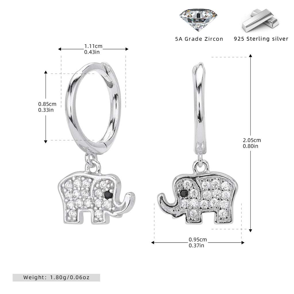 Damen Ohrhänger im stilvollen Elefanten-Design aus 925 Sterling Silber Shop Nory