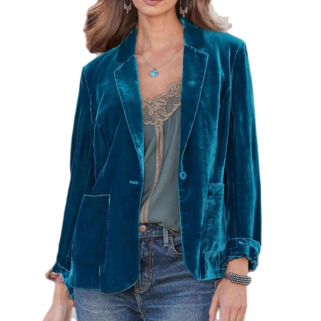 Damen Samt-Blazer mit klassischem Revers und soften Fall Shop Nory