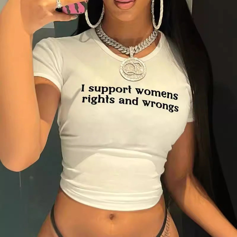 Damen Crop-T-Shirt mit kreativem Motiv und figurbetontem Schnitt Shopnory
