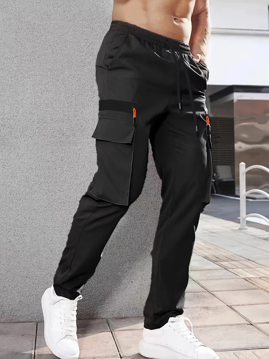 Herren Tapered Cargojogginghose mit elastischem Bund, Tunnelzug & Multifachtaschen Shop Nory