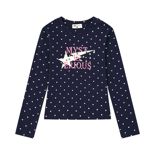 Damen Langarmshirt aus Baumwolljersey mit Pünktchenmuster und Statement-Sternprint Shop Nory