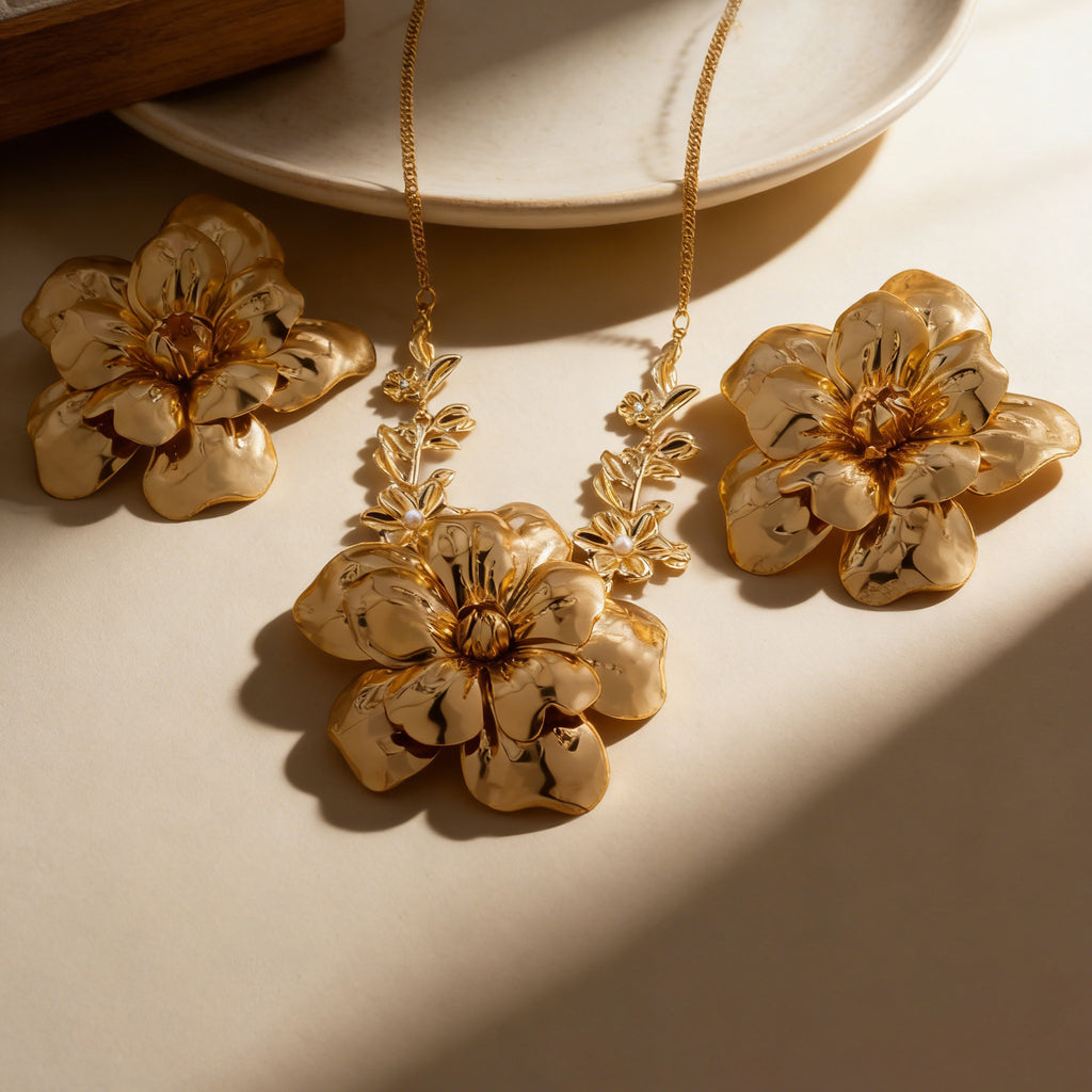 Damen Schmuckset mit kunstvollem Blütenmotiv Shop Nory