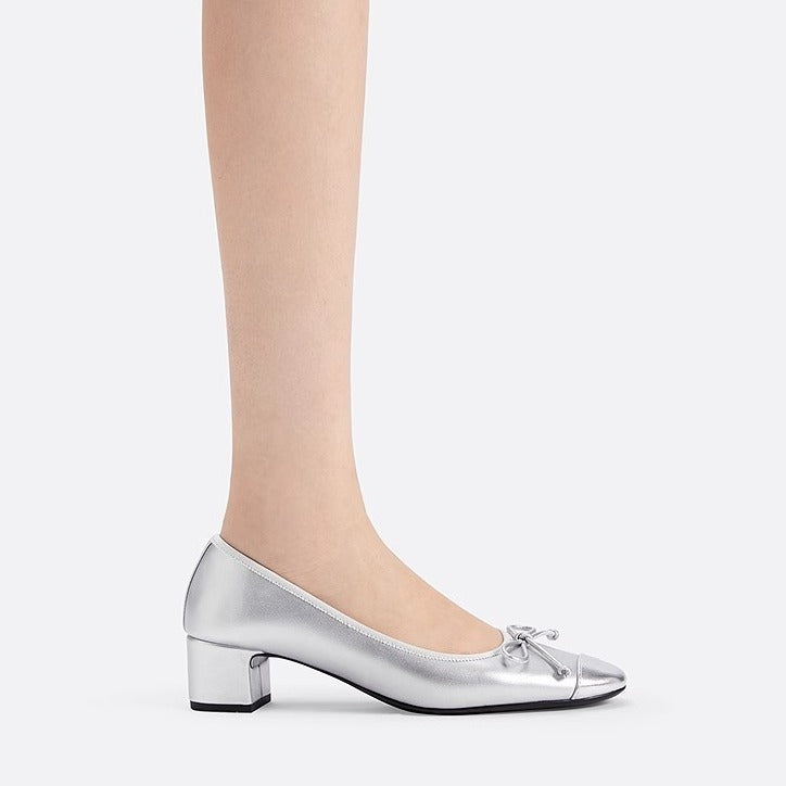 Damen Ballerinas mit elegantem Schleifendetail und glänzendem Obermaterial