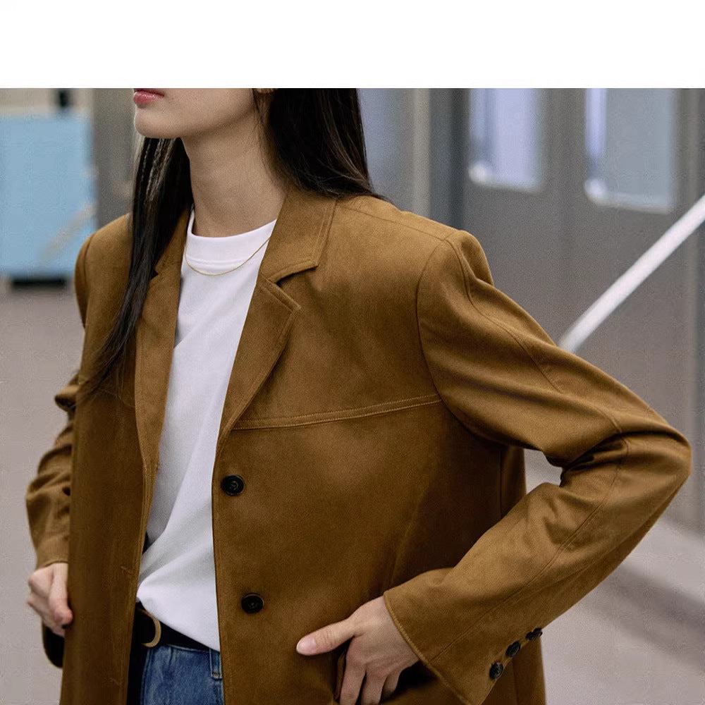 Damen Modischer Wollblazer mit tiefem V-Ausschnitt Shop Nory