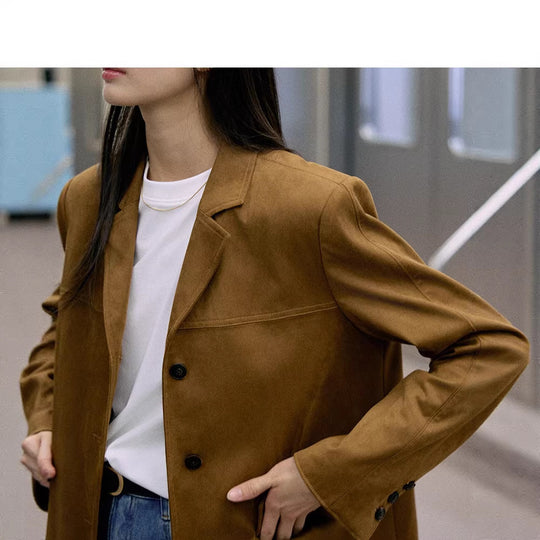 Damen Modischer Wollblazer mit tiefem V-Ausschnitt Shop Nory