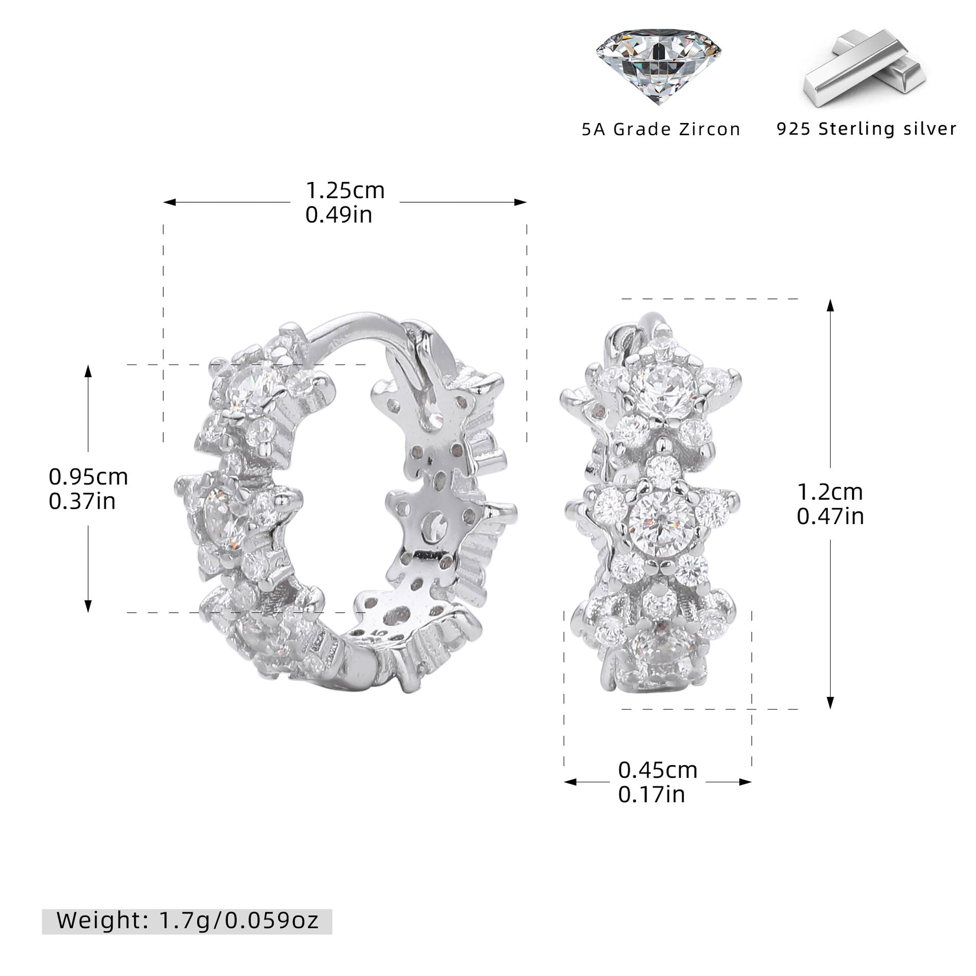 Damen Creolen mit luxuriösem Zirkonbesatz aus 925 Sterling Silber Shop Nory
