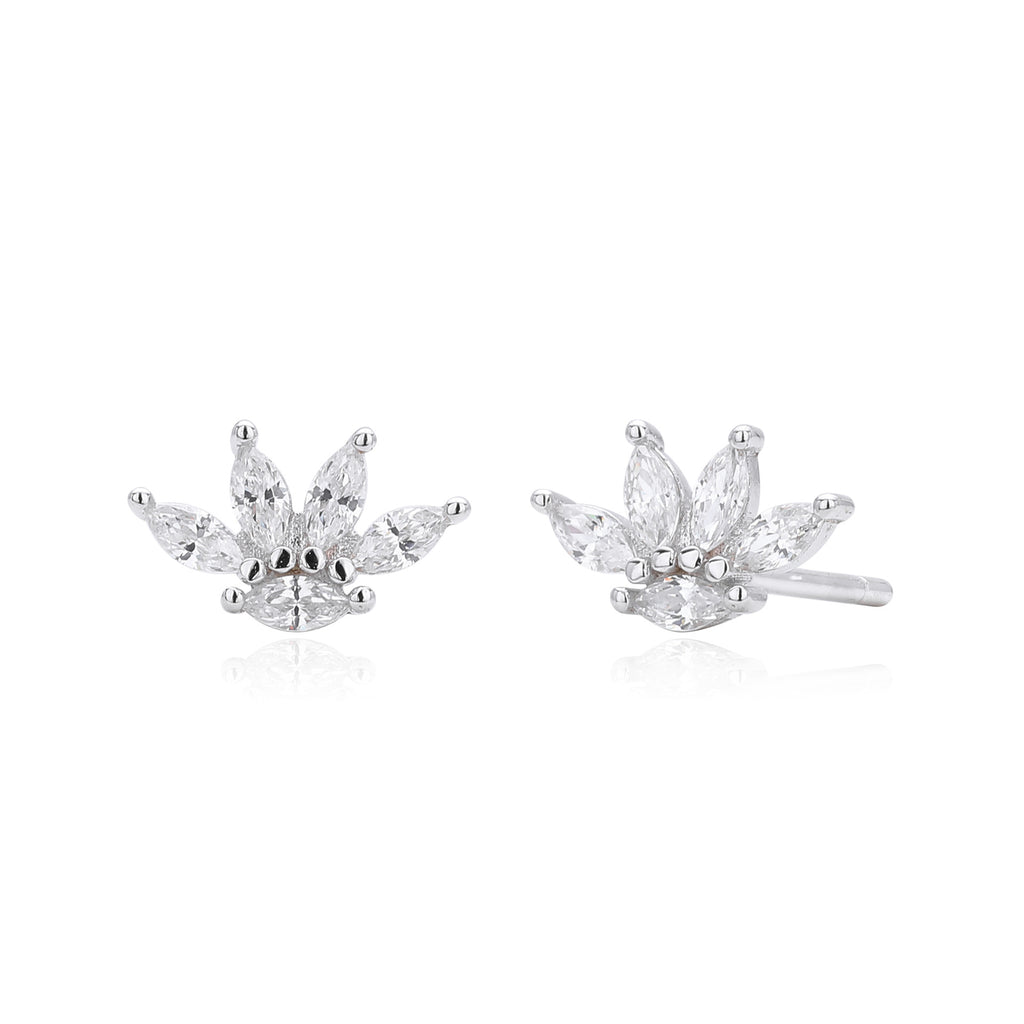 Damen Ohrstecker aus 925 Sterling Silber mit funkelndem Zirkon im floralen Design Shop Nory