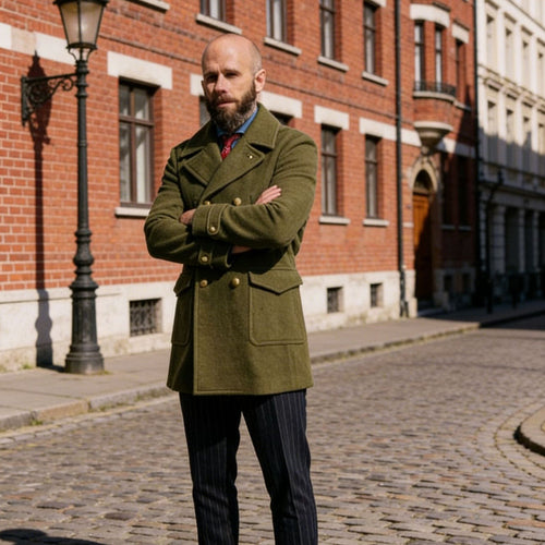Herren Doppelreihiger Peacoat aus Wollmix mit Metallknöpfen und aufgesetzten Pattentaschen Shop Nory