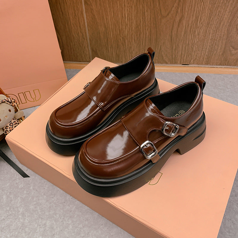 Damen Chunky Patent-Monkstrap-Loafer mit doppelter Schnallenapplikation und Plateau-Sohle Shop Nory