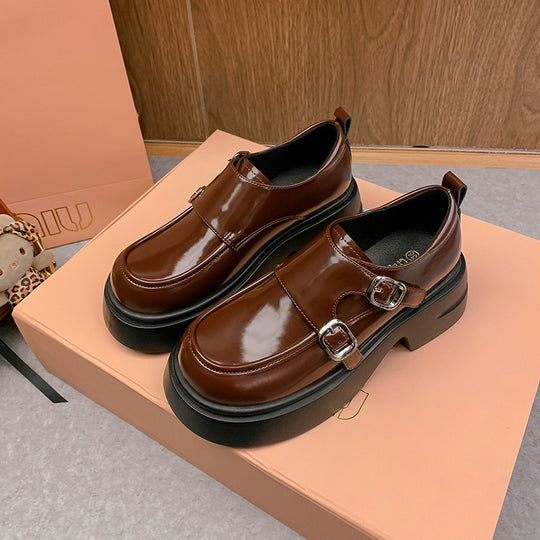 Damen Chunky Patent-Monkstrap-Loafer mit doppelter Schnallenapplikation und Plateau-Sohle Shop Nory