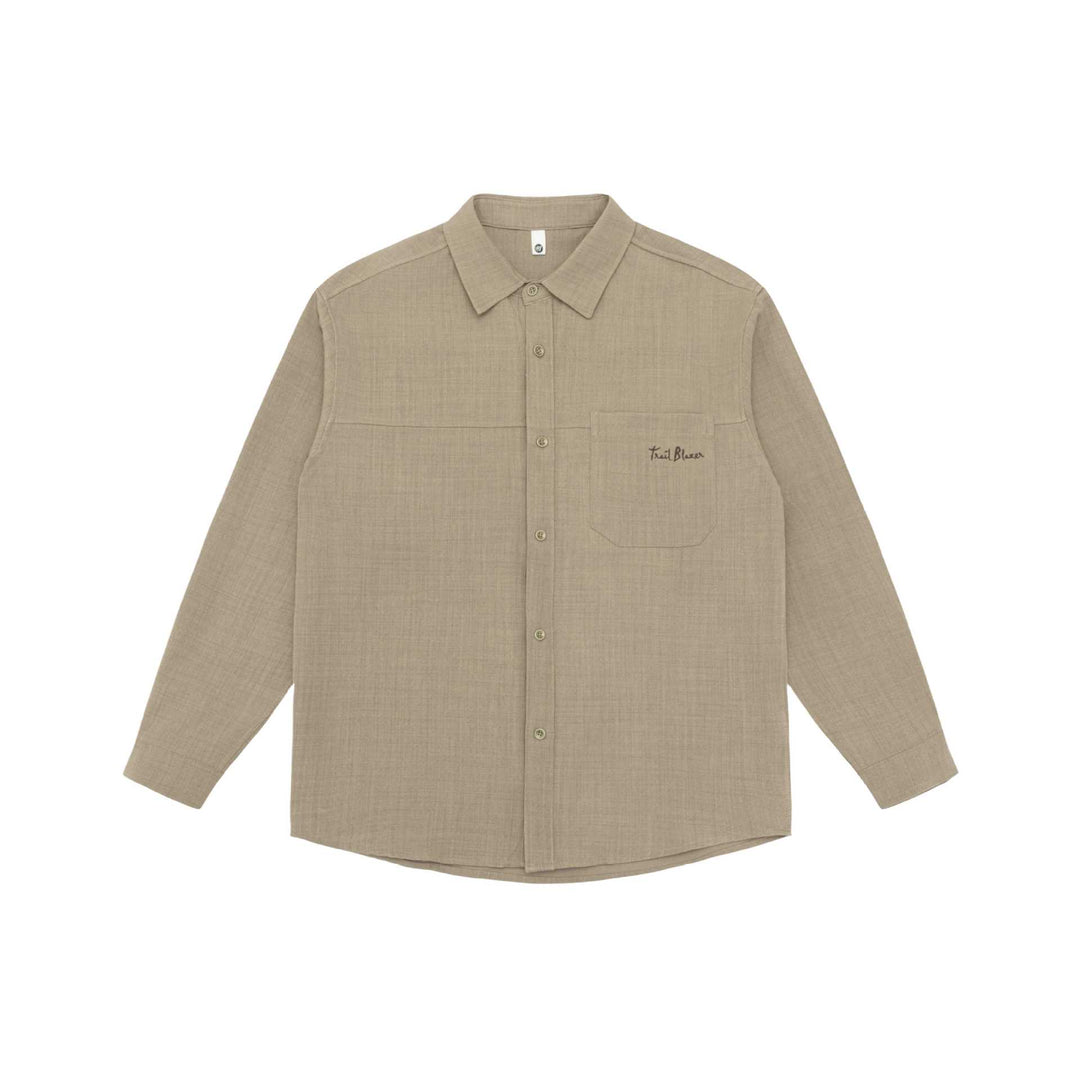 Unisex Leichte Hemdjacke im Overshirt-Stil aus Leinen-Baumwollmix mit Brusttasche und gerundetem Saum Shop Nory