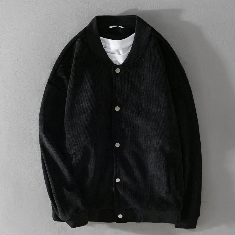 Herren Cord-Collegejacke mit Druckknopfleiste und Rippbündchen Shop Nory