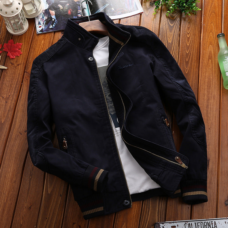 Herren leichte Bomberjacke mit Cord‑Einsätzen, Stehkragen und gerippten Bündchen Shop Nory
