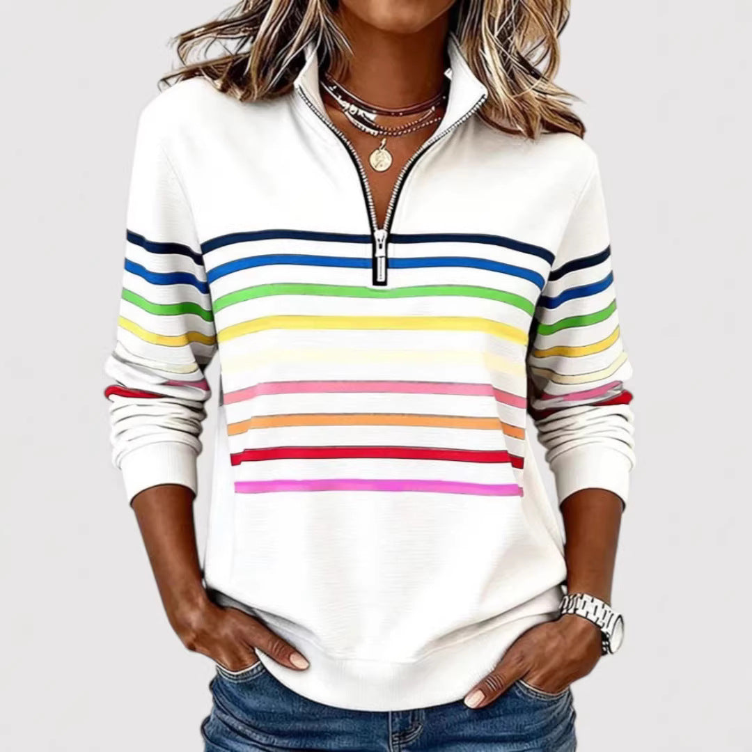 Damen Sportlicher Stepppullover mit halbem Reißverschluss